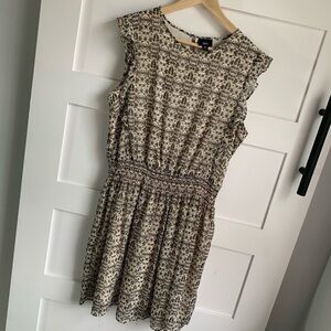 MOSSIMO | GUC Black and Tan Inkblot Sleeveless Dress with Cinched Waist M